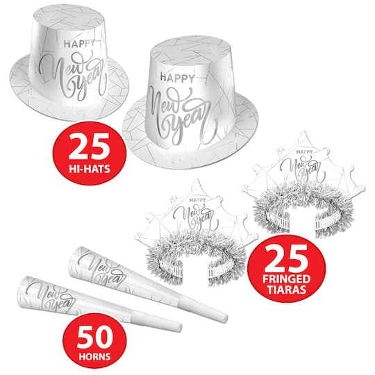 Beistle White & Silver New Year Accessory Kit